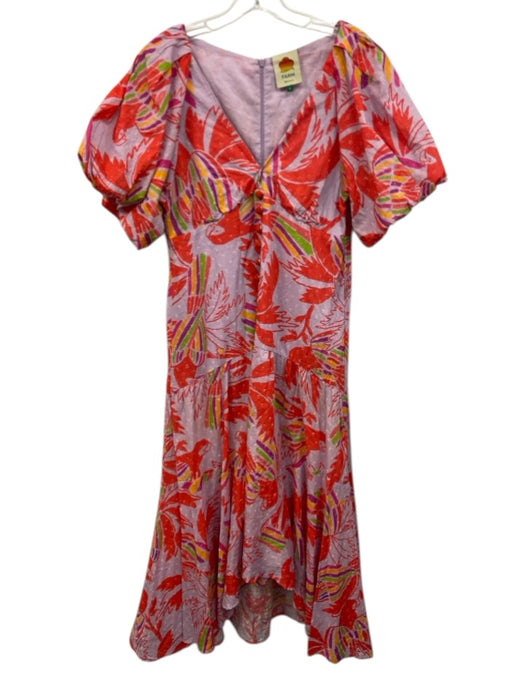 Farm Rio Size S Purple & Multi Cotton Abstract Flora & Fauna V Neck Dress Purple & Multi / S