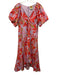Farm Rio Size S Purple & Multi Cotton Abstract Flora & Fauna V Neck Dress Purple & Multi / S