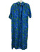 Ann Mashburn Size M Blue & Green Silk Blend Botanical Print Ribbed Dress Blue & Green / M