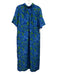 Ann Mashburn Size M Blue & Green Silk Blend Botanical Print Ribbed Dress Blue & Green / M