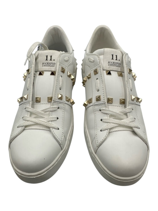 Valentino Garavani Shoe Size 40 White Leather Upper Gold Tone Details Sneakers White / 40