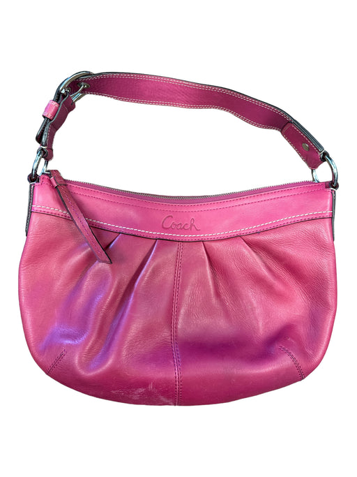 Coach Hot pink Leather Shoulder Bag Zip Close Pleated Purse Hot pink / Medium