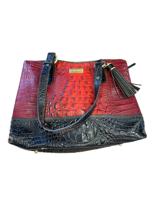 Brahmin Red & Black Croc Shoulder Bag Tassel Detail Zipper Closure Purse Red & Black / Medium