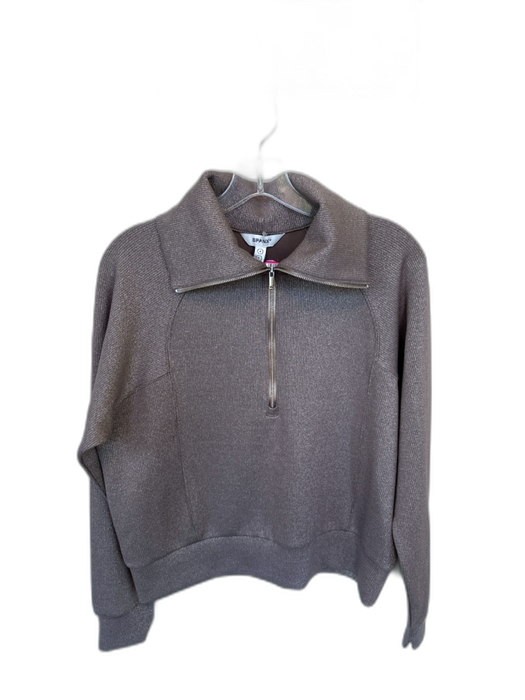 Spanx Size S Taupe & Silver Polyester Blend Metallic Thread Half Zip Jacket Taupe & Silver / S