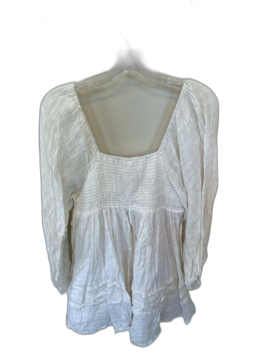 Free People Size S White Cotton Long Sleeve Macrame Dress White / S