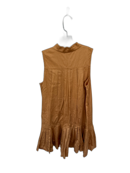 Alden Adair Size S Bronze Cotton Sleeveless Drop Waist Pleat Detail Dress Bronze / S