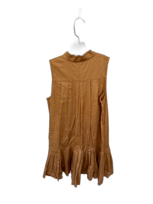 Alden Adair Size S Bronze Cotton Sleeveless Drop Waist Pleat Detail Dress Bronze / S