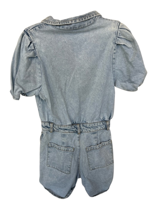 WeWoreWhat Size S Light Wash Cotton Short Sleeve Elastic Waist Denim Romper Light Wash / S