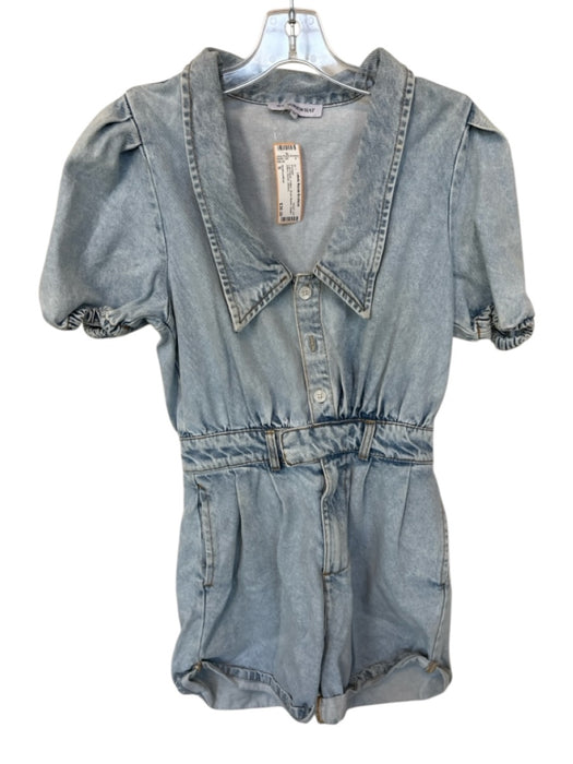 WeWoreWhat Size S Light Wash Cotton Short Sleeve Elastic Waist Denim Romper Light Wash / S