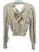Minkpink Size S Cream Long Sleeve Cable Knit Pom Pom Cropped Sweater Cream / S
