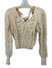 Minkpink Size S Cream Long Sleeve Cable Knit Pom Pom Cropped Sweater Cream / S