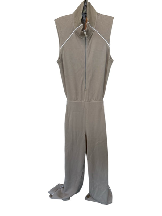 Spanx Size S Taupe & White Modal Sleeveless Front Zip Open Back Athletic Jumper Taupe & White / S
