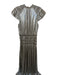 Current Air Size XS Green & Silver Polyester Flutter Sleeves Metallic Maxi Dress Green & Silver / XS