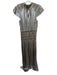 Current Air Size XS Green & Silver Polyester Flutter Sleeves Metallic Maxi Dress Green & Silver / XS