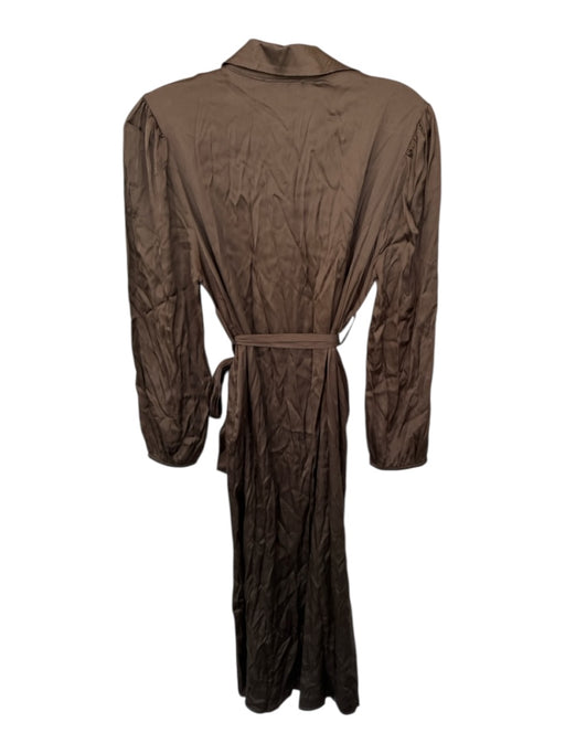 Sofia Size XS/S Brown Silk Long Sleeve Button Down Maxi Dress Brown / XS/S