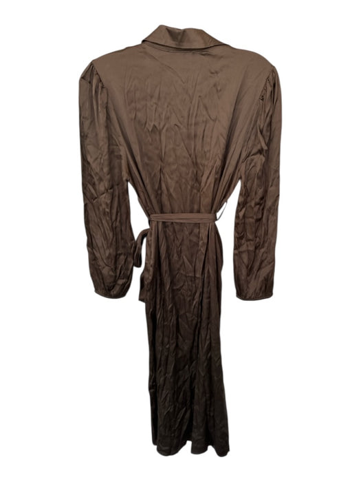 Sofia Size XS/S Brown Silk Long Sleeve Button Down Maxi Dress Brown / XS/S