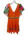 Alden Adair Size S Orange & Green Cotton Cap Sleeve Tropical V Neck Midi Dress Orange & Green / S