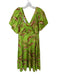 Alden Adair Size S Green & Brown Cotton Short Sleeve Palm Leaves V Neck Dress Green & Brown / S