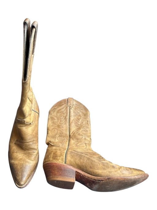 Abilene Shoe Size 7 Dark Tan Leather Western Stitching Pointed Toe Cowboy Boots Dark Tan / 7