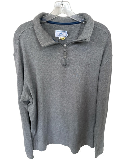 Southern Tide Size L Grey Poly Blend Quarter Zip Collar Jacket Grey / L
