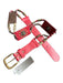 Deepeeka Red Leather Metal Detail Gold Hardware Aztec Print sole detail Belts Red / L