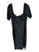 House of Harlow Size L Black Polyester Stripes Sheer Sleeve Maxi Back Zip Dress Black / L