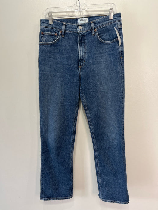 Agolde Size 28 Med Wash Cotton Denim Button & Zip Straight High Rise Jeans