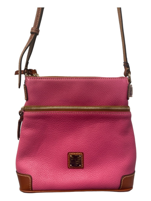 Dooney & Bourke Pink & Gold Pebbled Leather Gold hardware Zip Front Top Zip Bag Pink & Gold / M