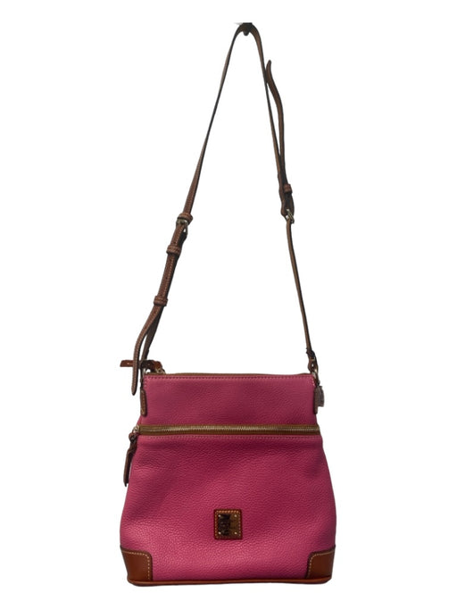 Dooney & Bourke Pink & Gold Pebbled Leather Gold hardware Zip Front Top Zip Bag Pink & Gold / M