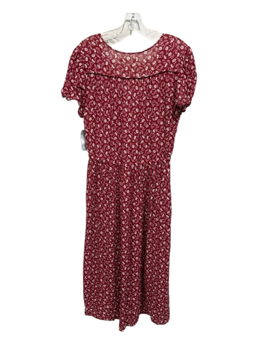 Christy Dawn Size Large red & cream Viscose Short Sleeve Floral Gathered Dress red & cream / Large