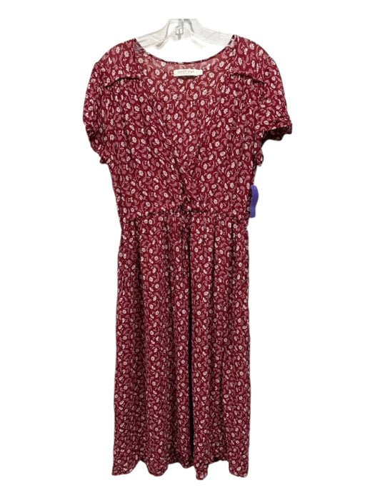 Christy Dawn Size Large red & cream Viscose Short Sleeve Floral Gathered Dress red & cream / Large