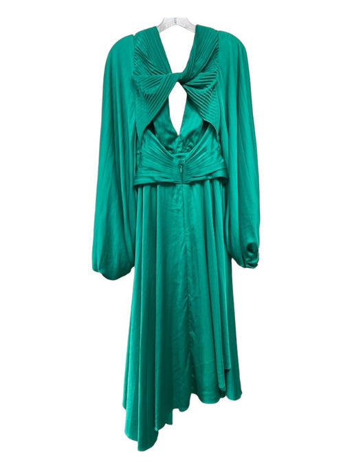 Acler Size 4 Light Green Polyester Long Balloon Sleeve Pleated Midi Twist Dress Light Green / 4