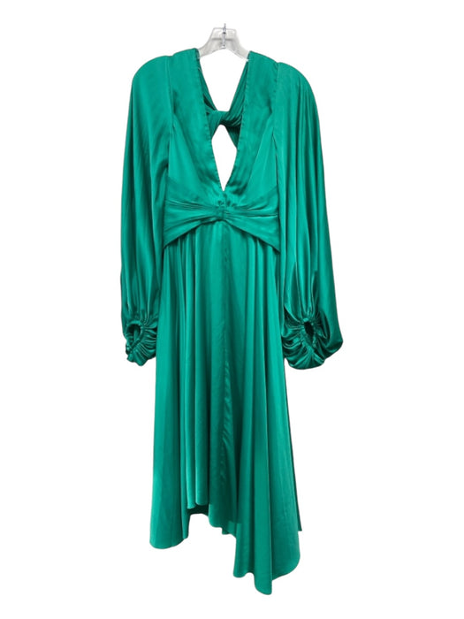 Acler Size 4 Light Green Polyester Long Balloon Sleeve Pleated Midi Twist Dress Light Green / 4