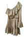 Iorane Size 36/XS Gold Polyester One Sleeve Ruffle Popover Elastic Waist Dress Gold / 36/XS