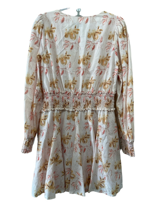 Willa Story Size S Pink & Yellow Cotton Floral Sequin Design Long Sleeve Dress Pink & Yellow / S