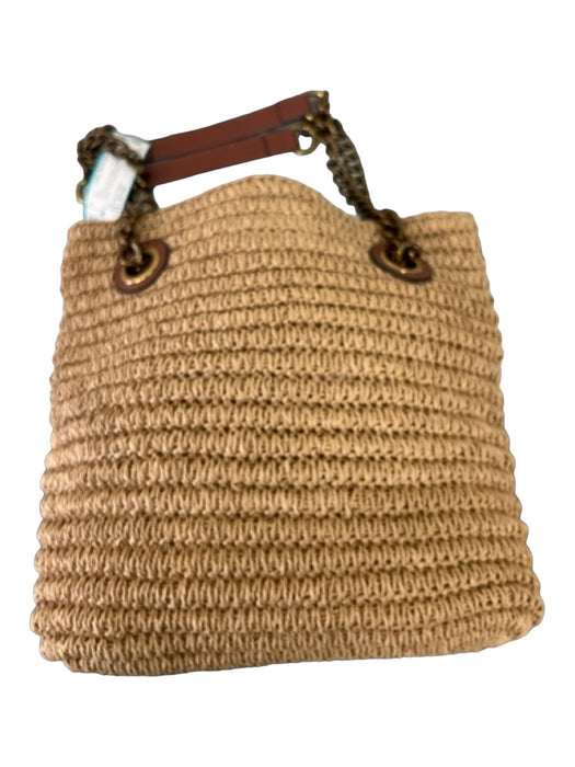 Kurt Geiger Tan & brown Raffia Leather Chain Strap Tote Bag Tan & brown / Small