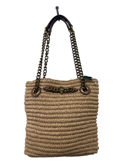 Kurt Geiger Tan & brown Raffia Leather Chain Strap Tote Bag Tan & brown / Small