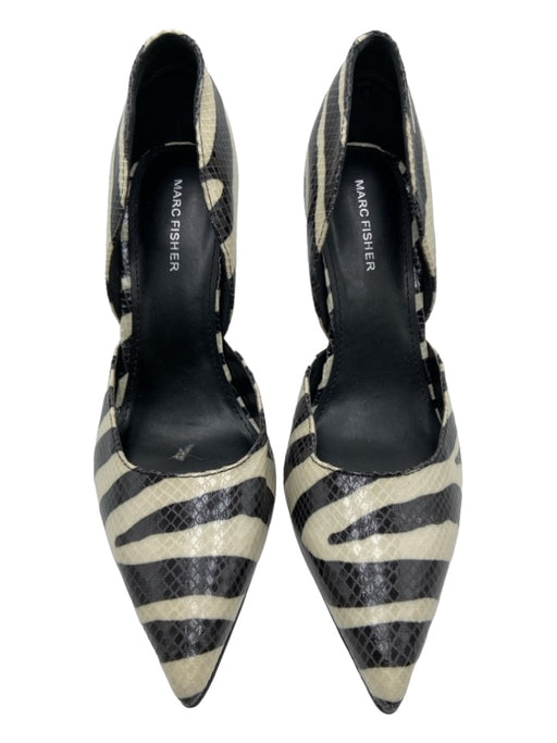 Marc Fisher Shoe Size 8.5 Black & White Snake Embossed Pointed Toe D'Orsay Pumps Black & White / 8.5