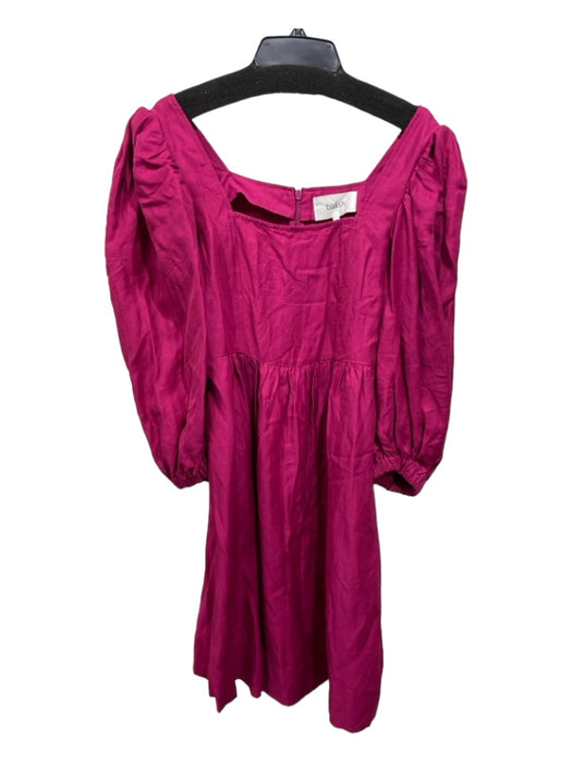 Ba&sh Size 0 Fuschia Pink Viscose Blend Square Neck 3/4 puff sleeve Mini Dress Fuschia Pink / 0