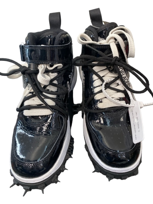 Off White Shoe Size 7 Black & White Patent Lace Up cleats Unisex High Top Shoes Black & White / 7