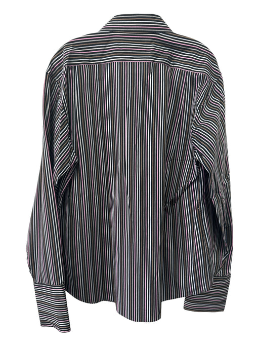 Paul Smith Size 17.5 Black & Purple Cotton Striped Button Down Long Sleeve Shirt 17.5
