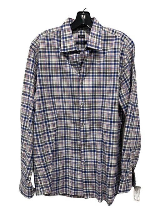 Paul Smith Size 42 Blue & White Cotton Blend Plaid Button Down Long Sleeve Shirt 42