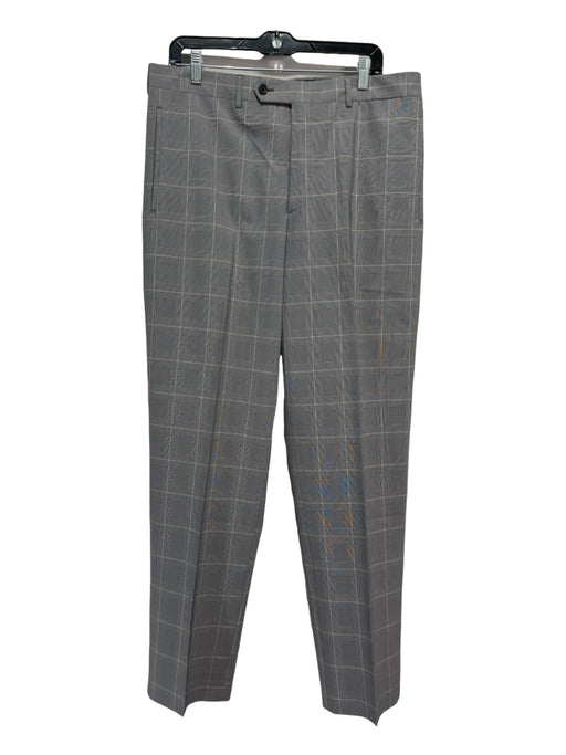 Prada Size 54 Gray, Tan & Black Polyester Plaid Zip Fly Men's Pants 54