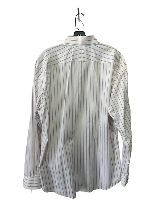 Paul Smith Size 18 White & Purple Cotton Striped Button Down Long Sleeve Shirt 18