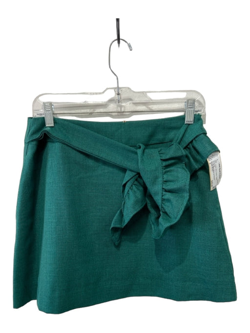 Maggie Marilyn Size 6 Green Wool Belted Ruffle Skirt Green / 6