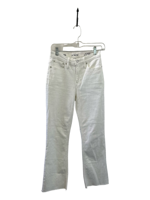J Crew Size 26 White Cotton Blend Denim Bootcut Crop Jeans White / 26