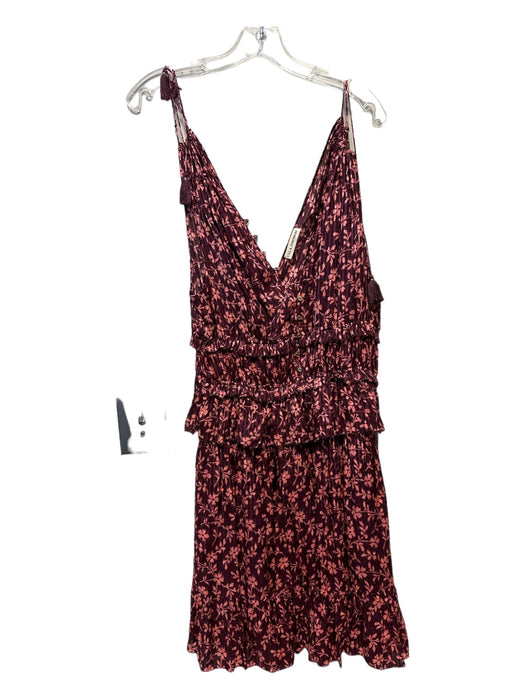 Ulla Johnson Size 4 purple & pink Cotton & Silk Floral Tassle Detail Dress purple & pink / 4