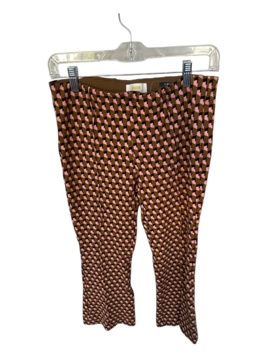 Maeve Size S Pink & Brown Rayon Blend Geometric Flare Elastic Pants Pink & Brown / S