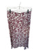 Sezane Size 36 Maroon & White Viscose Side Zip Botanical Midi Skirt Maroon & White / 36