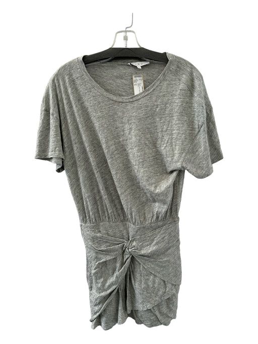 IRO Size S Gray Linen Short Sleeve Front Twist Dress Gray / S